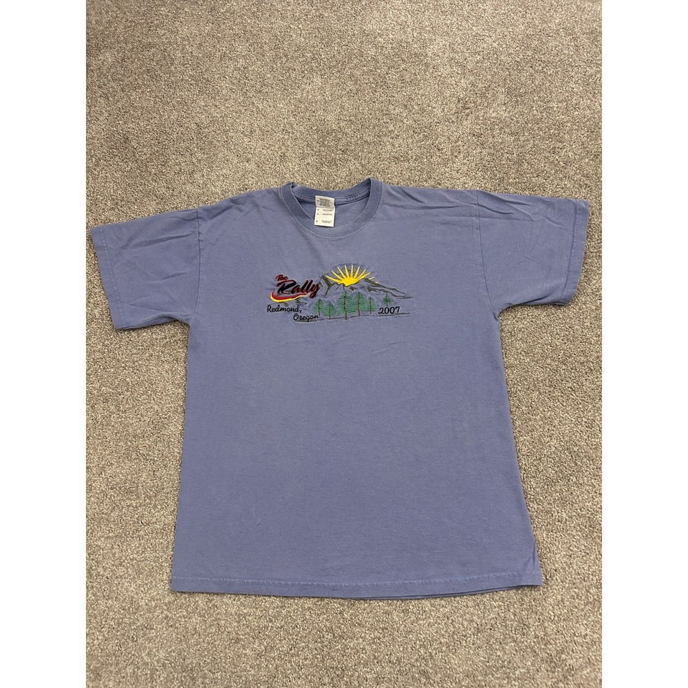 Y2K The Rally 2007 Redmond Oregon T-Shirt Mens Medium Blue Purple Excellent